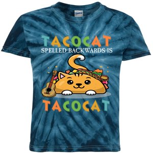 Tacocat Spelled Backward Is Tacocat Love Cat And Taco Kids Tie-Dye T-Shirt