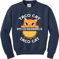 Tacocat Spelled Backward Is Tacocat Funny Cat Dad, Cat Mom Kids Sweatshirt