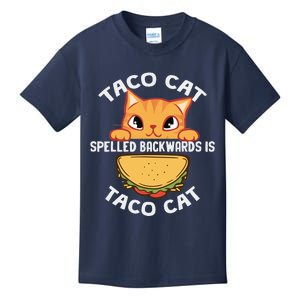 Tacocat Spelled Backward Is Tacocat Funny Cat Dad, Cat Mom Kids T-Shirt