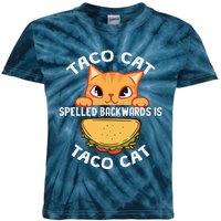 Tacocat Spelled Backward Is Tacocat Funny Cat Dad, Cat Mom Kids Tie-Dye T-Shirt