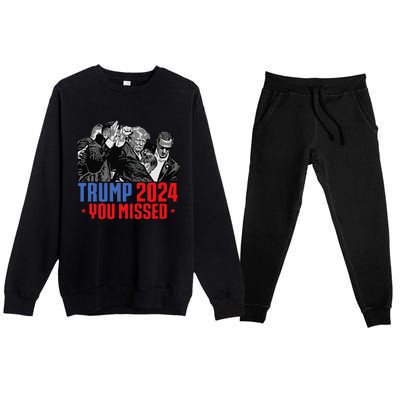 Trump Shot Bulletproof Bloody Ear Bleeding Butler Pa Trump Premium Crewneck Sweatsuit Set