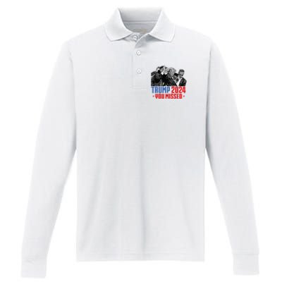 Trump Shot Bulletproof Bloody Ear Bleeding Butler Pa Trump Performance Long Sleeve Polo