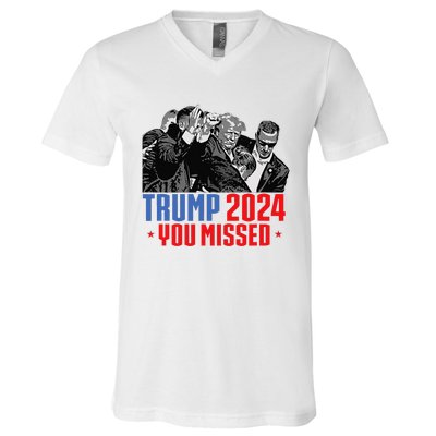 Trump Shot Bulletproof Bloody Ear Bleeding Butler Pa Trump V-Neck T-Shirt