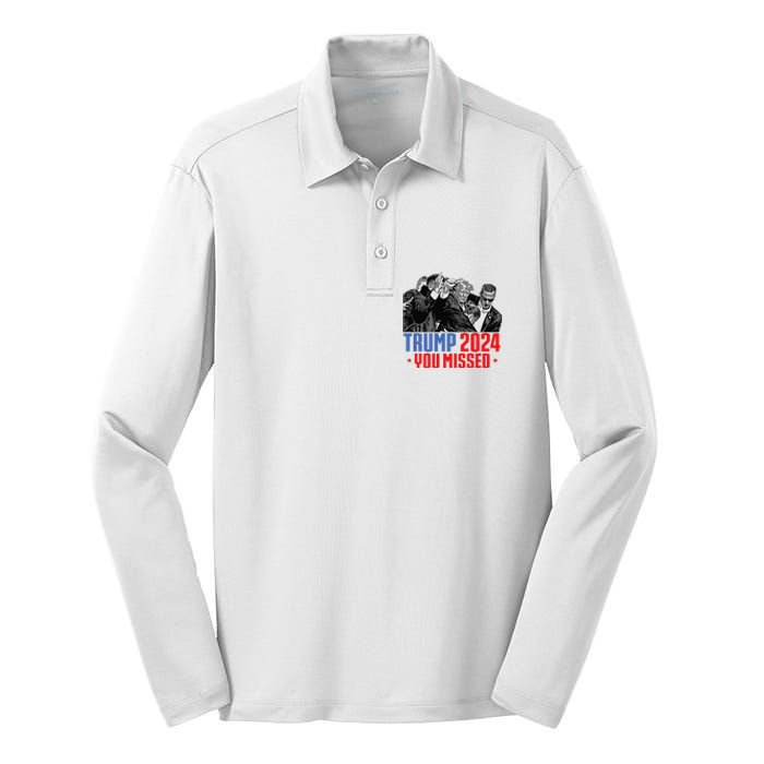 Trump Shot Bulletproof Bloody Ear Bleeding Butler Pa Trump Silk Touch Performance Long Sleeve Polo