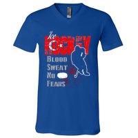 Turkey Supporter Blood Sweat No Fears Ice Hockey Meaningful Gift V-Neck T-Shirt