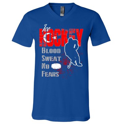 Turkey Supporter Blood Sweat No Fears Ice Hockey Meaningful Gift V-Neck T-Shirt