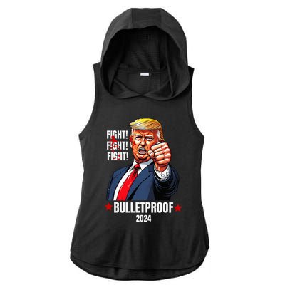 Trump Shot Bulletproof Bloody Ear Bleeding Butler Pa Trump Ladies PosiCharge Tri-Blend Wicking Draft Hoodie Tank