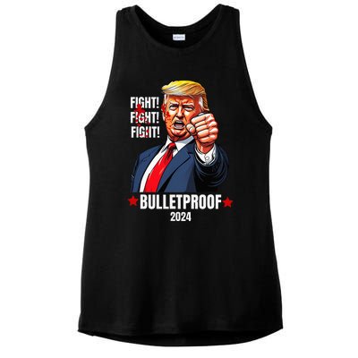 Trump Shot Bulletproof Bloody Ear Bleeding Butler Pa Trump Ladies PosiCharge Tri-Blend Wicking Tank