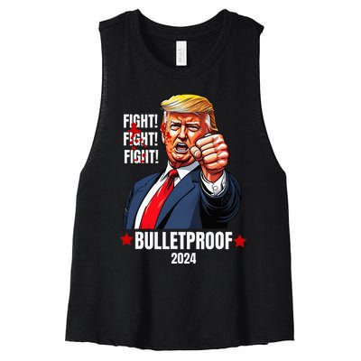 Trump Shot Bulletproof Bloody Ear Bleeding Butler Pa Trump Women's Racerback Cropped Tank