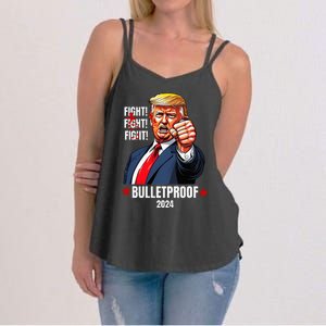 Trump Shot Bulletproof Bloody Ear Bleeding Butler Pa Trump Women's Strappy Tank