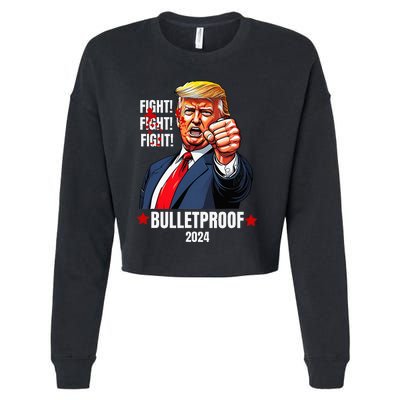 Trump Shot Bulletproof Bloody Ear Bleeding Butler Pa Trump Cropped Pullover Crew