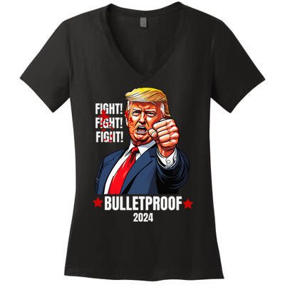 Trump Shot Bulletproof Bloody Ear Bleeding Butler Pa Trump Women's V-Neck T-Shirt