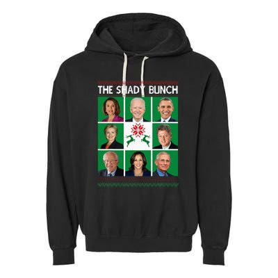 The Shady Bunch Pelosi Biden Obama Kamala Ugly Christmas Garment-Dyed Fleece Hoodie