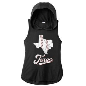 Texas State Baseball Lover Ladies PosiCharge Tri-Blend Wicking Draft Hoodie Tank