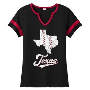 Texas State Baseball Lover Ladies Halftime Notch Neck Tee