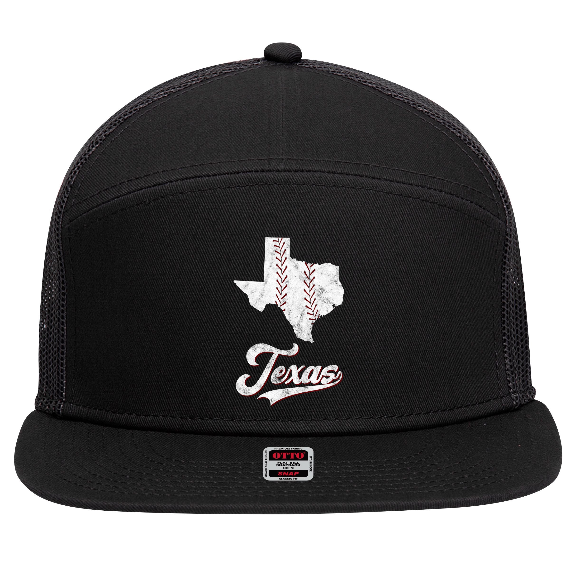 Texas State Baseball Lover 7 Panel Mesh Trucker Snapback Hat