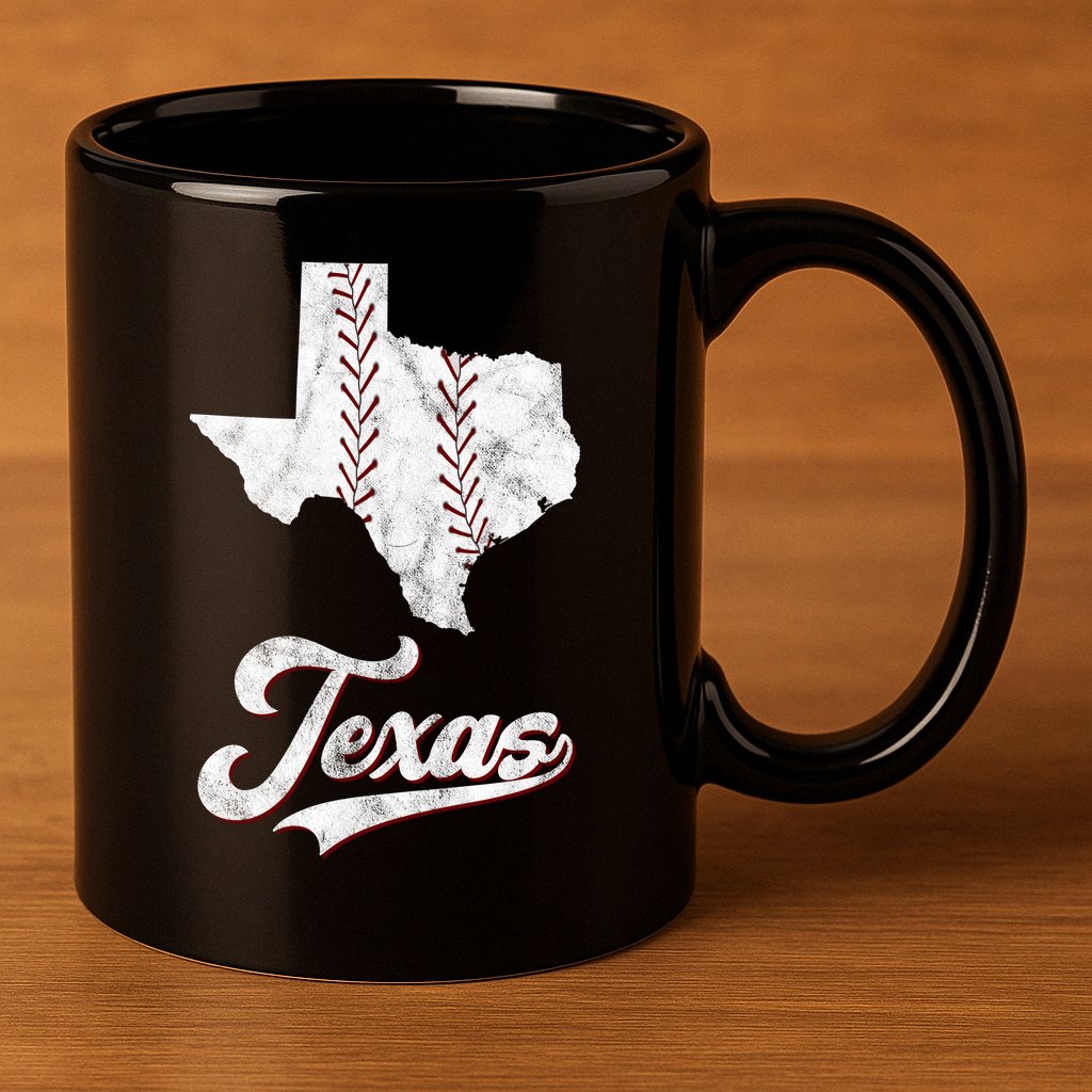 Texas State Baseball Lover 11oz C Handle Ceramic Mug