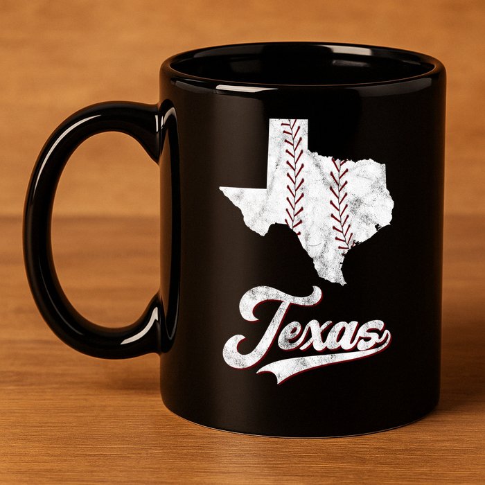 Texas State Baseball Lover 11oz C Handle Ceramic Mug