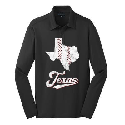 Texas State Baseball Lover Silk Touch Performance Long Sleeve Polo