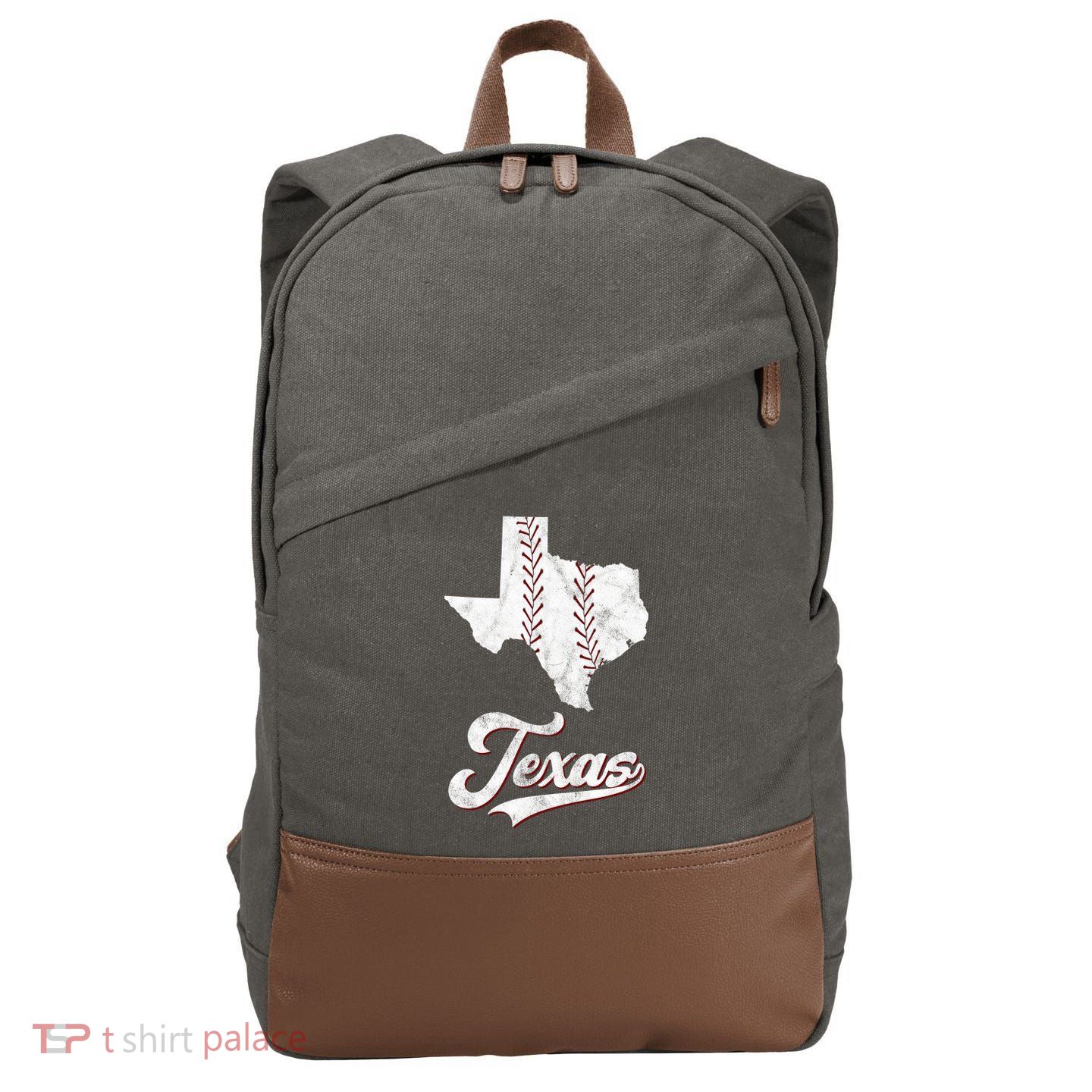 Texas State Baseball Lover Cotton Canvas Backpack
