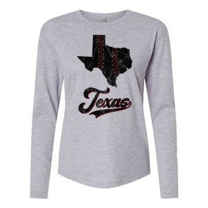 Texas State Baseball Lover Womens Cotton Relaxed Long Sleeve T-Shirt