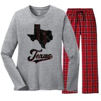 Texas State Baseball Lover Women's Long Sleeve Flannel Pajama Set 