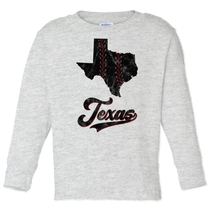 Texas State Baseball Lover Toddler Long Sleeve Shirt