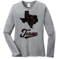 Texas State Baseball Lover Ladies Long Sleeve Shirt