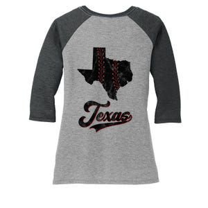 Texas State Baseball Lover Women's Tri-Blend 3/4-Sleeve Raglan Shirt