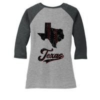 Texas State Baseball Lover Women's Tri-Blend 3/4-Sleeve Raglan Shirt