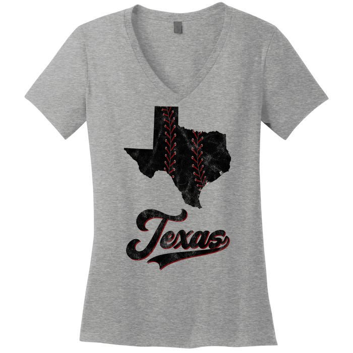 Texas State Baseball Lover Women's V-Neck T-Shirt