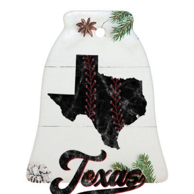 Texas State Baseball Lover Ceramic Bell Ornament