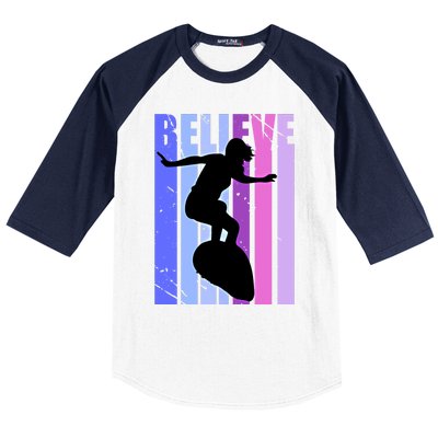 Teen Surfing Birthday Warm Ups Surf Mom Team Gift Baseball Sleeve Shirt