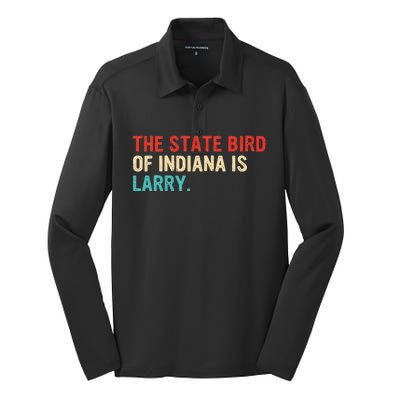 The State Bird Of Indiana Is Larry Vintage Silk Touch Performance Long Sleeve Polo