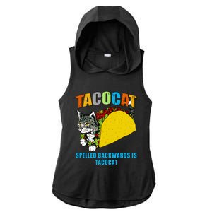 Tacocat Spelled Backwards Is Tacocat Ladies PosiCharge Tri-Blend Wicking Draft Hoodie Tank