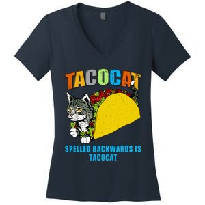 Tacocat Spelled Backwards Is Tacocat Women's V-Neck T-Shirt