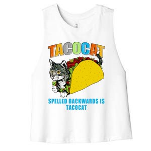 Tacocat Spelled Backwards Is Tacocat Women's Racerback Cropped Tank