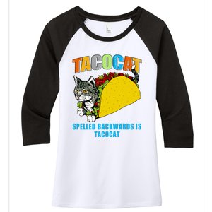 Tacocat Spelled Backwards Is Tacocat Women's Tri-Blend 3/4-Sleeve Raglan Shirt