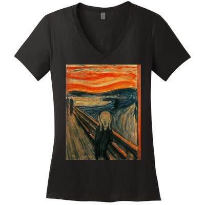 The Scream By Edvard Expressionism Munch Art Women's V-Neck T-Shirt