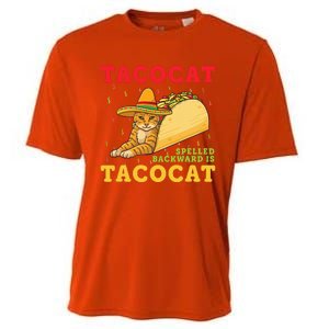 Tacocat Spelled Backwards Tacos and Cats Cinco De Mayo Cat Cooling Performance Crew T-Shirt