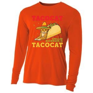 Tacocat Spelled Backwards Tacos and Cats Cinco De Mayo Cat Cooling Performance Long Sleeve Crew