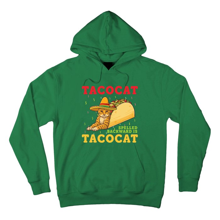 Tacocat Spelled Backwards Tacos and Cats Cinco De Mayo Cat Hoodie