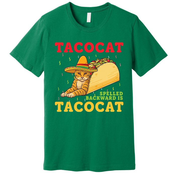 Tacocat Spelled Backwards Tacos and Cats Cinco De Mayo Cat Premium T-Shirt