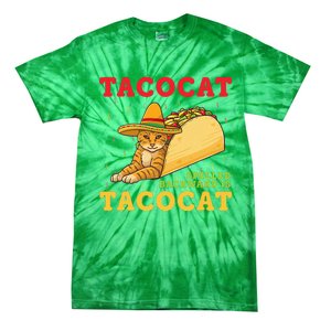 Tacocat Spelled Backwards Tacos and Cats Cinco De Mayo Cat Tie-Dye T-Shirt