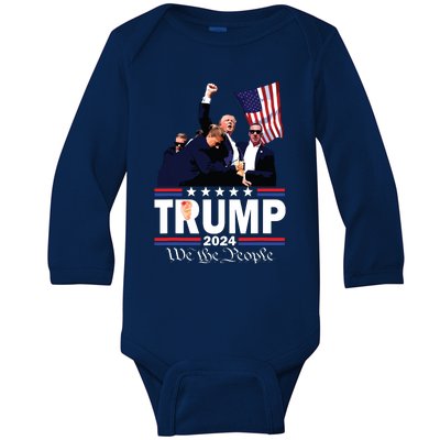 Trump Shot Bulletproof Bloody Ear Bleeding Butler Pa Trump Baby Long Sleeve Bodysuit