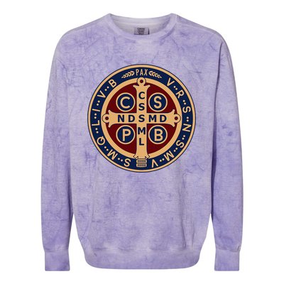 The Saint Benedict Medal Catholic Colorblast Crewneck Sweatshirt