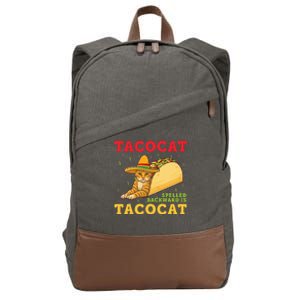 Tacocat Spelled Backwards Tacos and Cats Cinco De Mayo Cat Cotton Canvas Backpack