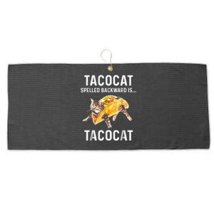 Tacocat Spelled Backward Is Tacocat Love Cat And Taco Large Microfiber Waffle Golf Towel