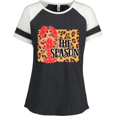 The Season Crawfish Leopard Mardi Gras Carnival Festival Gift Enza Ladies Jersey Colorblock Tee