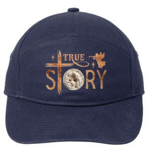 True Story Christmas Nativity Jesus Christian 7-Panel Snapback Hat